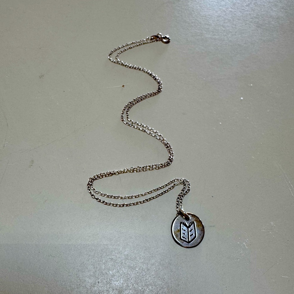 Sterling Silver Double Sided Dainty Book Necklace